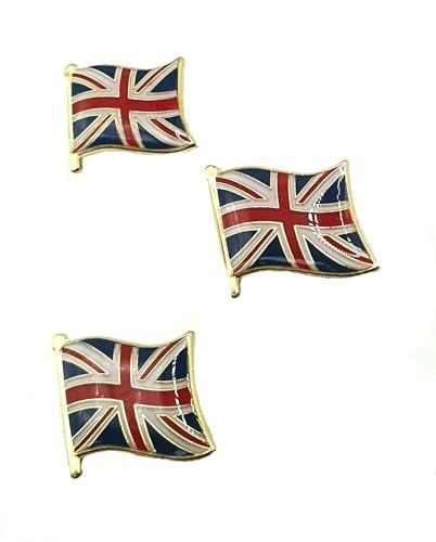 Union Jack Great Britain UK Metal Enamel Country Flag Pin Badge Pack of 3