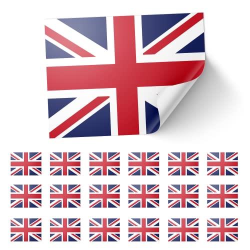 20 X Pack Union Jack Stickers – 8 x 5 cm Glossy Paper UK Flag Labels with Adhesive Backing – Peel and Stick British Flag Decals for Crafts, Scrapbooking, Decoration, School & Events