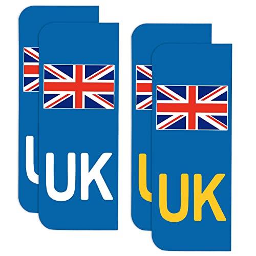 Onarway UK Car Stickers, Pack of 4 Self-Adhesive UK Car Number Plate stickers, UK Vinyl Car Stickers, for European Roads, Replace GB Stickers for Car Brexit GB, No Blow off, No Scratching