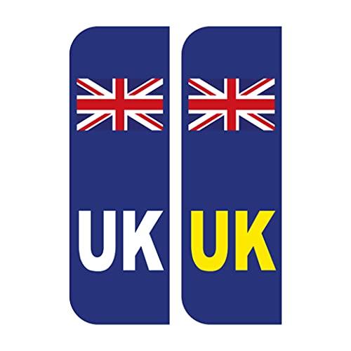 Pack of 2 UK Car Stickers UK Flag Reg Plate Self Adhesive Vinyl for Car Van Lorry 104mm by 36mm