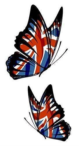 Sticar-it Ltd Handed Pair of Butterflies with Union Jack British Flag Motif Vinyl Car Sticker decals