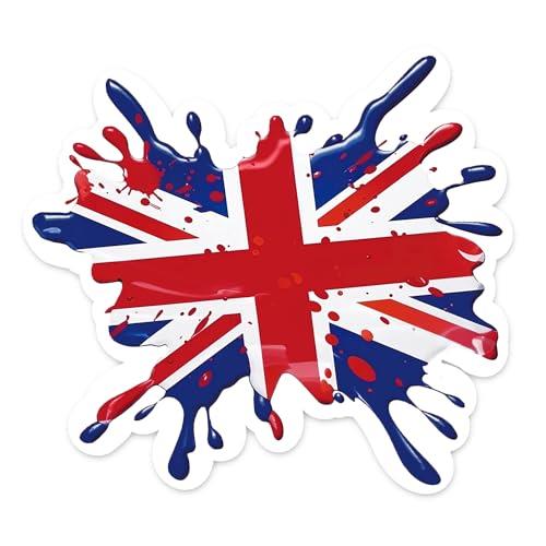(2 Pack) 3D Effect Union Jack Car Splat - Waterproof Vinyl Sticker - Retro Splash Van Car Bike Decal Flag Decals Laptop Tablet Helmet