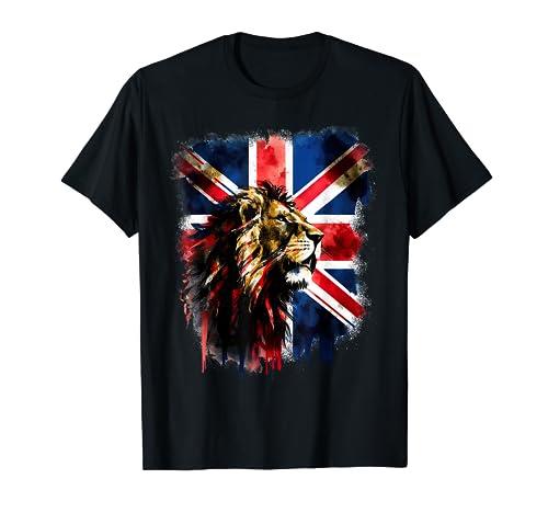 Union Jack UK Flag Lion Face T-Shirt