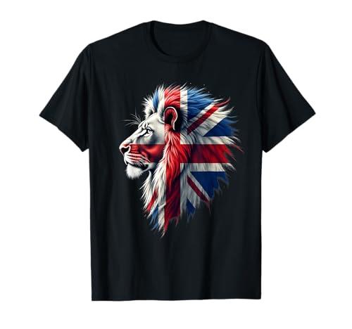 UK Lion Face Design British Flag Union Jack T-Shirt