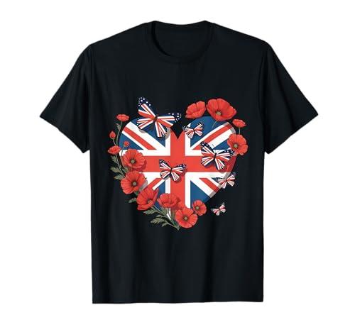 Union Jack Butterfly UK Flag British Heart Ve Day Women Men T-Shirt