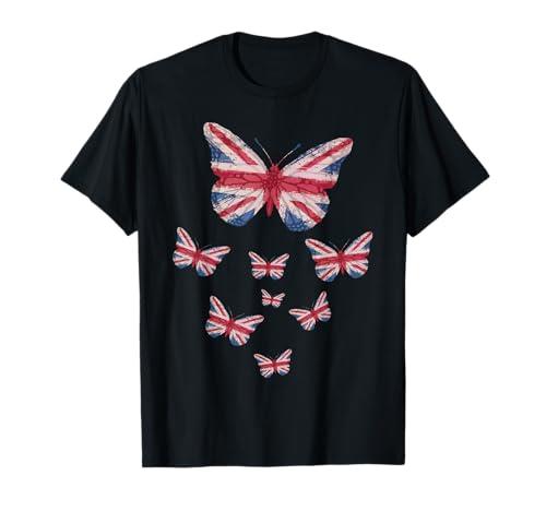 Butterfly Beautiful with UK Flag Women Girl Kids Union Jack T-Shirt