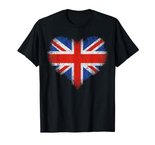 Union Jack Cute Heart UK Flag Women Girl Kids Union Jack T-Shirt