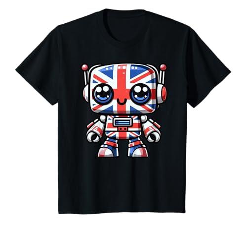 Kids Union Jack Robot, Girls & Boys British Flag, Cute UK Kids T-Shirt