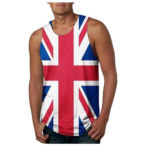 Union Jack Vests Tank Top for Men UK Sleeveless Tshirt Running Gym Vest Great Britain Flag Graphic Tops Holiday Vests Shapewear Vest UK Flag Street Parties T-Shirt Brit Pop, VE Day
