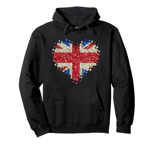 Union Jack - British Flag - Union Flag Heart - Queen Pullover Hoodie