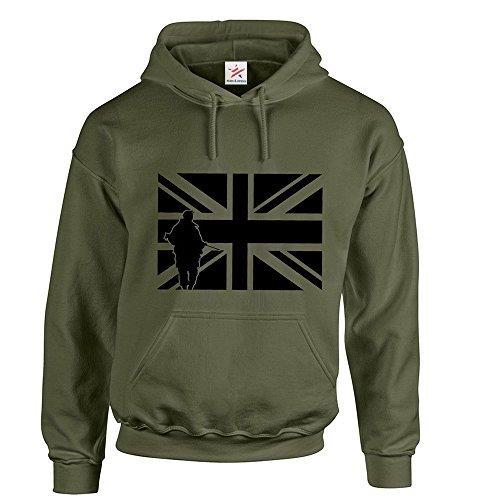 British Army Union Jack Hooded Sweatshirts Army Military Green Small