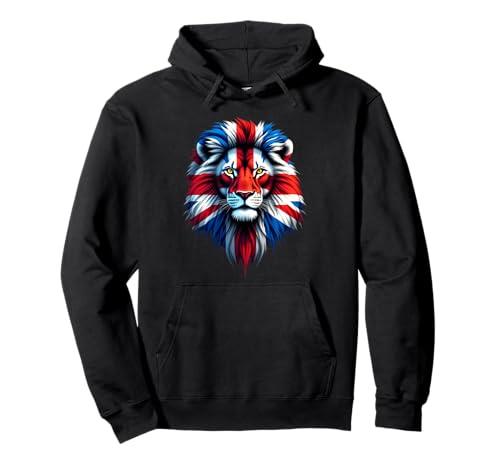 Union Jack Flag Lion Face Union Jack Pullover Hoodie