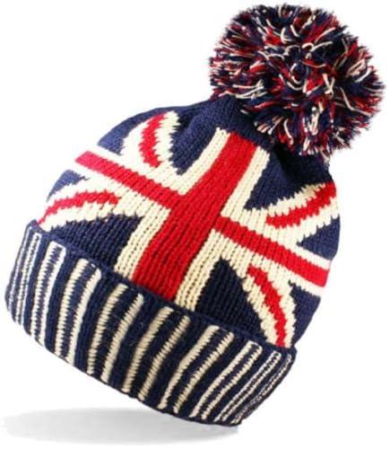 Unisex Men's Ladies Union Jack Bobble Hat Winter Adults Beanie British Flag Womens - One Size Fit Most