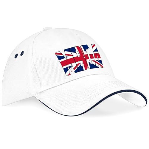 Purple Print House Union Jack MBGA Baseball Cap Make Britain Great Again English Pride Patriotic British Hat for Men and Women Unisex, One Size, White/Navy