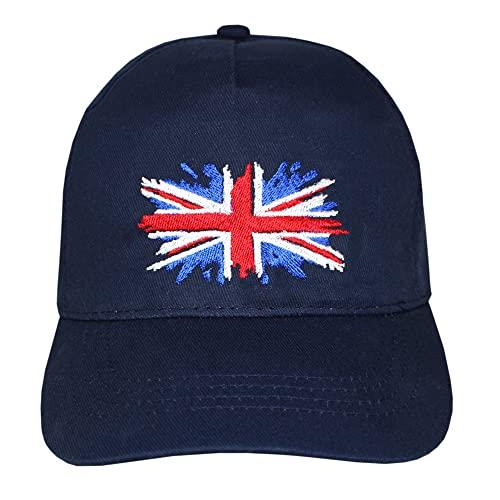TeddyTs Great Britain Union Jack Flag Navy Adjustable Adult's Baseball Cap, M-L