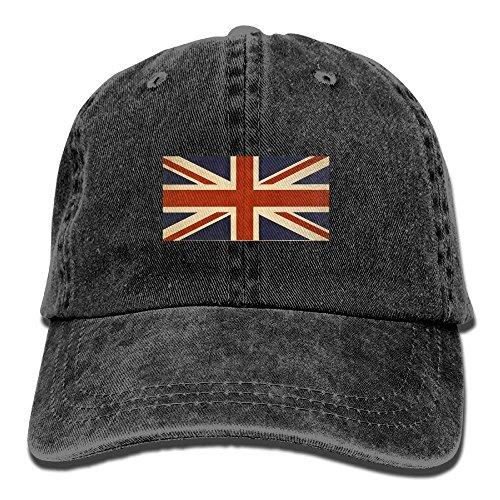 COOFOOK Adult British Flag Vintage Jeans Unisex Baseball Cap Graphic Print Men Women Adjustable Funny Washed Hat Black