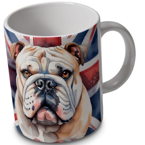 verytea British Bulldog 10oz Ceramic Mug with Union Jack – Gift for Dog Lover