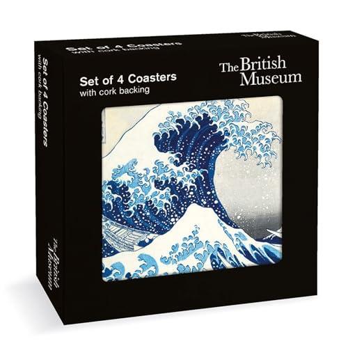 Museums & Galleries Set of 4 Cork Backed Coasters - The Great Wave by Hokusai Design - The British Museum Statement Coasters for the Home