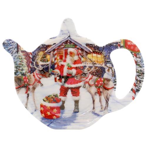 Lesser & Pavey Macneil Traditional Santa Teabag Tidy - 13cm x15cm - Gift Idea for Xmas - Santa Themed, UK Design, Hot Drinks, Tea - Christmas Tableware