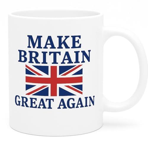 Make Britain Great Again Mug British Union Jack Flag Coffee Cup Drinking Tea Mug Patrotic Great Britain MBGA Design White Ceramic Durable Drinking Cup UK Funny Political Pride Statement Souvenir 330ml