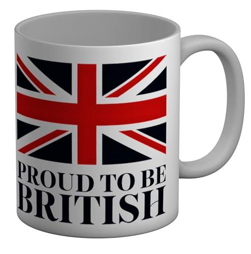 Shopagift Proud to be British Union Jack Patriotic UK Mug White 11oz Large Ceramic Cup
