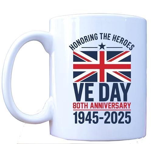 MILLHOUSE PRINTS VE Day 80th Anniversary Mug 1945-2025 | British Union Jack Military Commemorative Cup | Honoring The Heroes World War 2 Victory Day Gift | WW2 Memorial