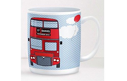 Personalised 'London Bus' Mug ~ A fun design with a smart red London bus - a lovely gift with a truly patriotic British feel, perfect for Christmas or birthday!