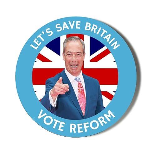 REFORM PARTY - VOTE REFORM - NIGEL FARAGE ON A UNION JACK - 45mm Medium Badge