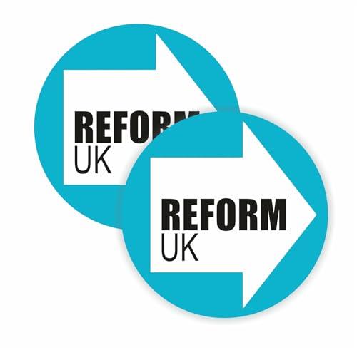 Pack of 2 Reform UK Vote Reform Self Adhesive Vinyl Stickers Political Party Elections Brexit Make Britain Great Again Car Van Bike 90mm by 90mm