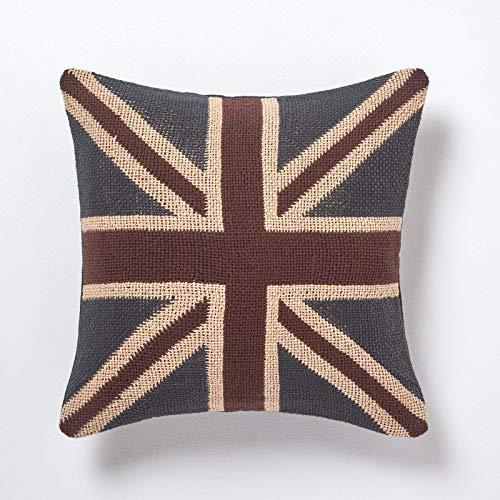 HOMESCAPES Hand Woven Jacquard Union Jack Cushion Cover 45 x 45 cm United Kingdom Flag Decorative Cushion Cover 100% Cotton- The Perfect British Gift