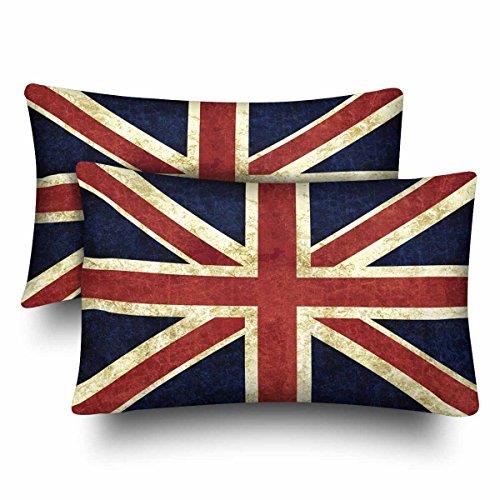 Pillow Cases 2 Pack Retro Flag Of England The Union Jack British Flag Throw Pillow Case Casual Indoor Decorative Pillowcases Soft Bedroom Cushion Cover Case, 60x40cm