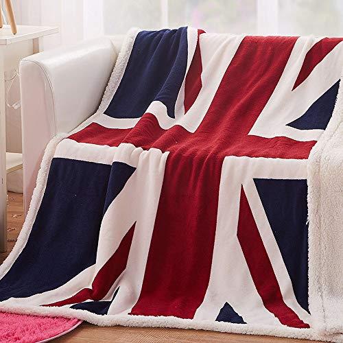 Boruiann British Union Jack Fleece Blanket Soft Sherpa Throw Blanket Lightweight Cozy Warm Blanket for Couch Bed Chair Office Sofa - 51x63Inch