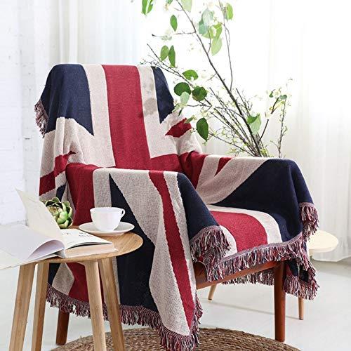 ITODA Union Jack Flag Throw Blanket with Tassels Warm Lightweight Soft Blanket for Sofa Couch Chair Bed Quilt Bedspread Cover Carpet British Flag Travel Rug