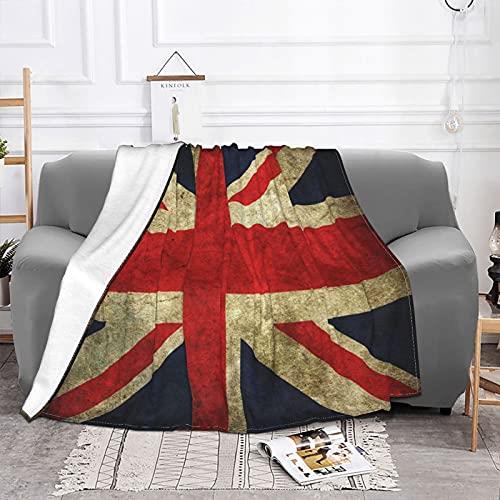 SKT T1 British Flag Blanket,Vintage Union Jack Blue Red Flag Throw Blankets, Fleece Plush Ultra Soft Cozy Fuzzy Warm Blanket for Bed Couch Chair Fall Camp Sofa Car Office Gift 60"x50"