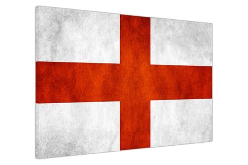 UK Print House England Flag Canvas Prints - Patriotic Wall Art for Office, Bedroom, Living Room, Man Cave Large (41 x 30 cm - 16" x 12" inch)