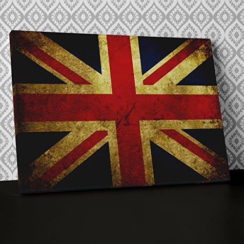 Fading Union Jack UK Flag Blue Red White Canvas Wall Art, Framed Ready to Hang Picture Print AB148