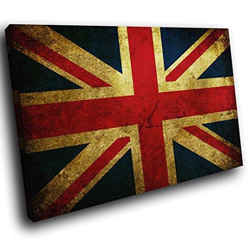 AB148A Framed Canvas Print Colourful Wall Art - Union Jack Uk Flag Retro - Modern Abstract Living Room Bedroom Picture Piece Home Decor Interior Design Easy Hang Guide (30X20CM)