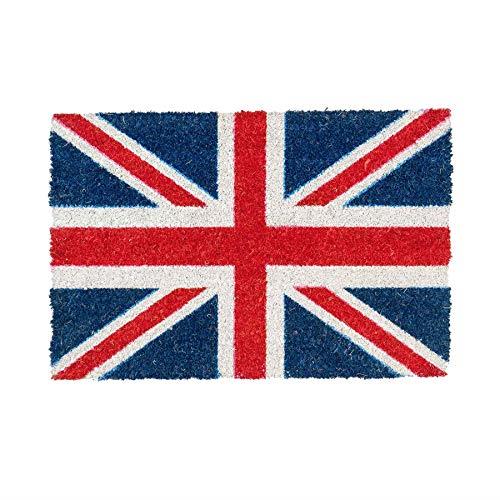 Nicola Spring Coir Door Mat - 60 x 40cm - Union Jack - Pack of 1 - Decorative Indoor Front Door Floor Mat Entry Dirt Trapper Rug Outdoor Boot Scraper Non Slip Backing Doormat