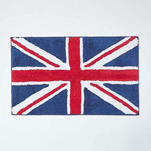 HOMESCAPES 100% Cotton Washable Tufted Bath Mat Union Jack - 45 x 75 cm