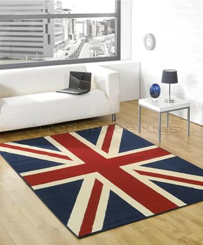 orientalrugcompany Union jack Rugs Red-White-Blue Large Size 160x230cm Approx 8x5ft Woven Hessian Backed