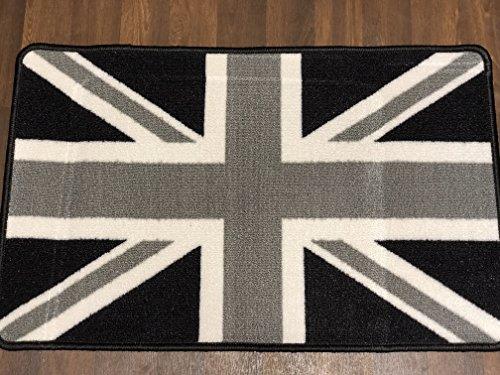 Retro Rubber Backing Non Slip Union Jack Door Mat 50x80cm in Black