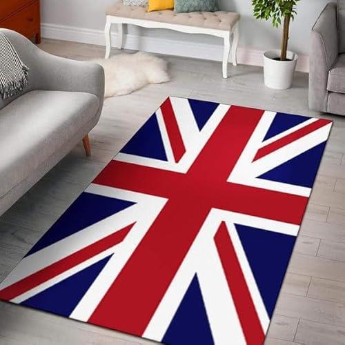 Union Jack British Flag Rug Premium Quality UK Themed Carpet Soft & Durable for Home Living Room & Bedroom Non-Slip Design (160x230 CM)