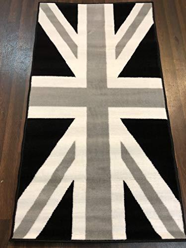 Union Jack Black/Grey/White 80cm x 150cm Approx 5x3 Rugs