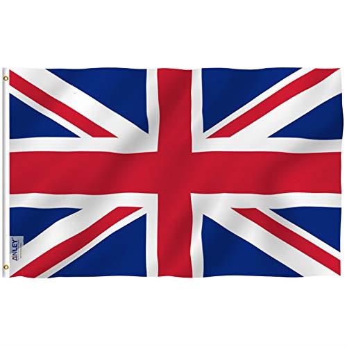3x5 Foot United Kingdom UK Flag - Vivid Color and Fade proof - Canvas Header and Double Stitched - British National Flags Polyester with Brass Grommets 3 X 5 Ft
