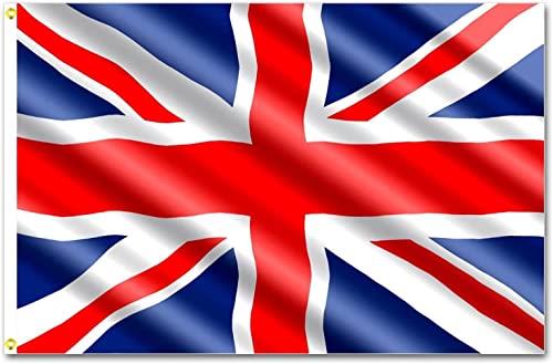 Large 5x3FT Union Jack Flag Britain National Flag New King Charles III Coronation Celebration Garden British Street Party Pub Outdoor Decorations, Red/Blue/White