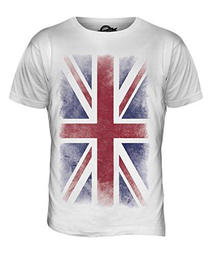 Great Britain Union Jack Faded Flag - Mens T Shirt Top T-Shirt, Size 2X-Large, Colour White