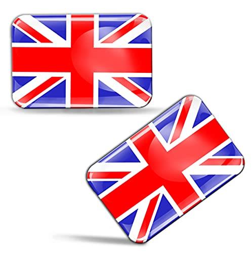 2 x 3D Domed Silicone Stickers Decals UK Union Jack National United Kingdom Great Britain Flag Car Motorcycle Helmet F 32