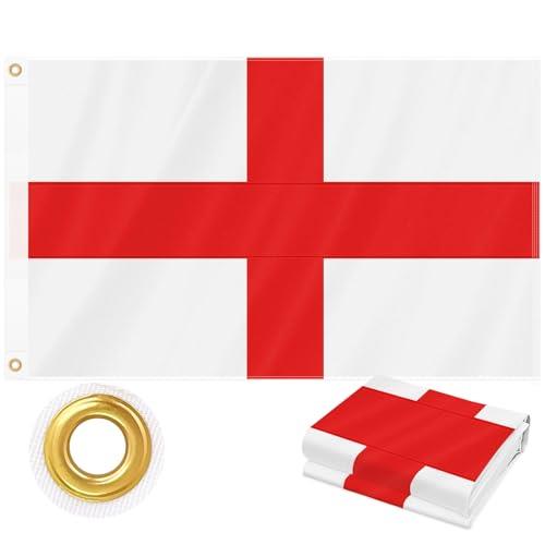 England Flag 90 x 150 cm Outdoor, Double Sided Heavy Duty 210D Oxford Fabric | 4 Rows Stitching, St. George's Cross with 2 Brass Grommets for Wall, Garden, Indoor Outdoor English National Decorations