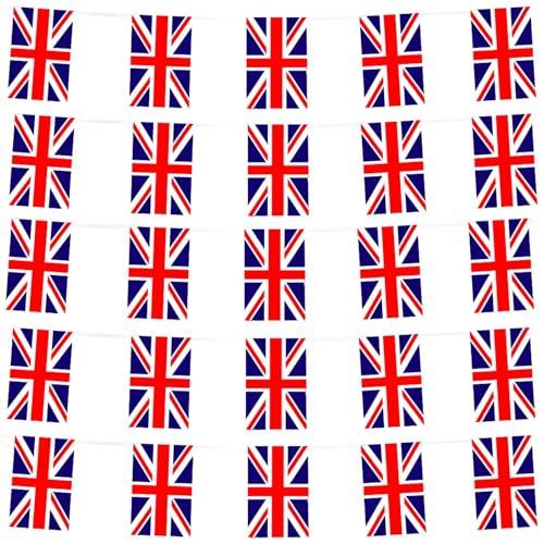 Union Jack Flags Bunting with 30 Flags for VJ Day 80th Anniversary Decorations,10m/32.8ft UK British Banner Bunting Flags for Sports Events Euro Football Game,Union Jack Party Decorations