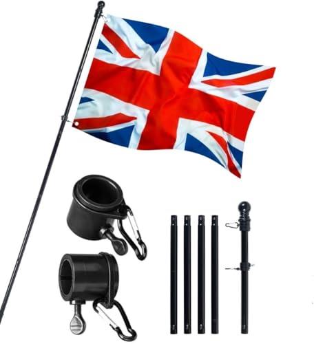 1.8M/6FT Telescopic Flag Poles for Garden Stainless Steel Guide Banner Flag Pole with Tangle-free 360 Rotating Rings Heavy Duty Flagpole for House Yard Outdoor Fence Roof Walls, No Mount Bracket